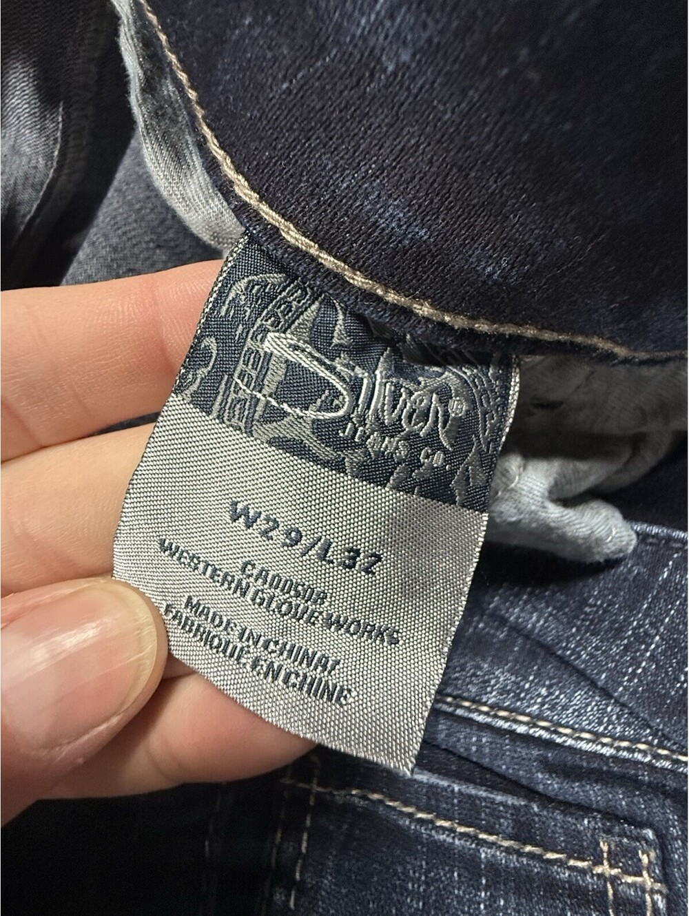 Silver Suki Slim Boot Jeans Women 29x32 (30x30) Mid Rise Dark Wash Western Rodeo - Picture 7 of 9